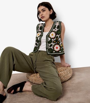 Apricot Khaki Drawstring Waist Wide Leg Trousers 4 Apricot Khaki Drawstring Waist Wide Leg Trousers