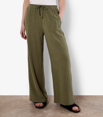 Apricot Khaki Drawstring Waist Wide Leg Trousers 5 Apricot Khaki Drawstring Waist Wide Leg Trousers