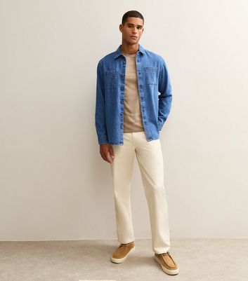 Blue Relaxed Fit Mid Wash Denim Shirt 3 Blue Relaxed Fit Mid Wash Denim Shirt