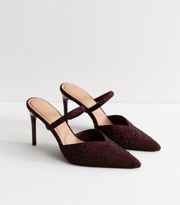 Burgundy Embellished Slip On Pointed Toe Court Shoes 3 Burgundy Embellished Slip On Pointed Toe Court Shoes