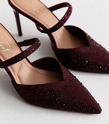 Burgundy Embellished Slip On Pointed Toe Court Shoes 4 Burgundy Embellished Slip On Pointed Toe Court Shoes