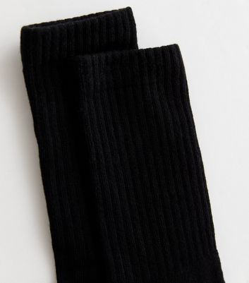 Black Ribbed Tube Socks