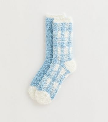 Blue Pack of 2 Check Pattern Cosy Socks