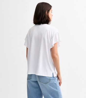 White Textured Frilly Trim Top 4 White Textured Frilly Trim Top