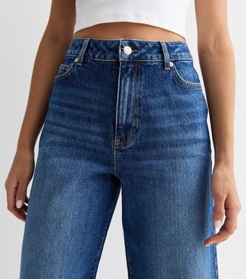 Blue Cropped Adalae Wide Leg Jeans
