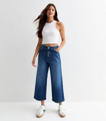 Blue Cropped Adalae Wide Leg Jeans 6 Blue Cropped Adalae Wide Leg Jeans