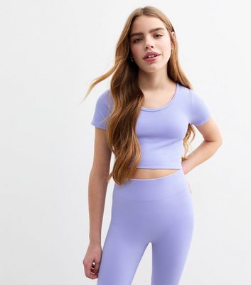 Girls Lilac Scoop Neck Baby Tee