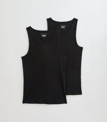 2 Pack Black Muscle Fit Ribbed Vest 5 2 Pack Black Muscle Fit Ribbed Vest