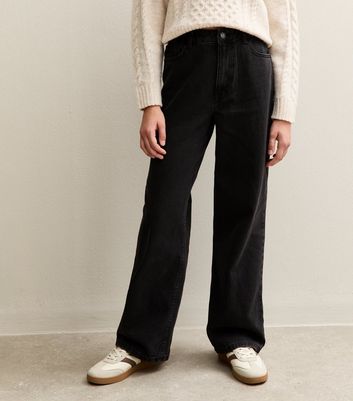 Girls Black Denim Wide Leg Jeans 4 Girls Black Denim Wide Leg Jeans