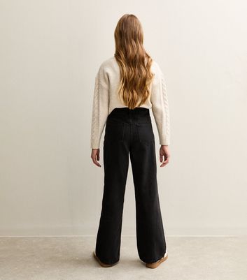 Girls Black Denim Wide Leg Jeans 7 Girls Black Denim Wide Leg Jeans