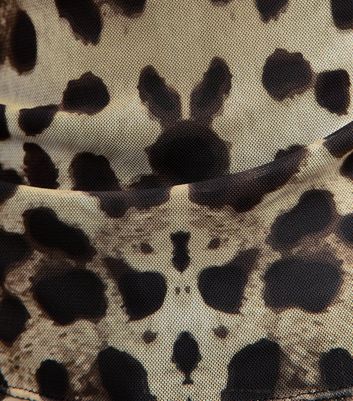 Brown Leopard Print Twist Neck Mesh Jersey Top 5 Brown Leopard Print Twist Neck Mesh Jersey Top