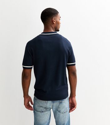 Dark Blue Regular Fit Contrast Trim Stripe Placket Shirt 4 Dark Blue Regular Fit Contrast Trim Stripe Placket Shirt