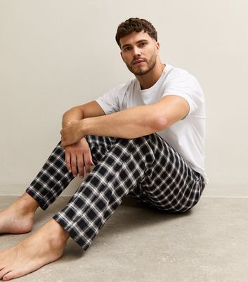 Black Regular Fit Check Pattern Pyjama Bottoms