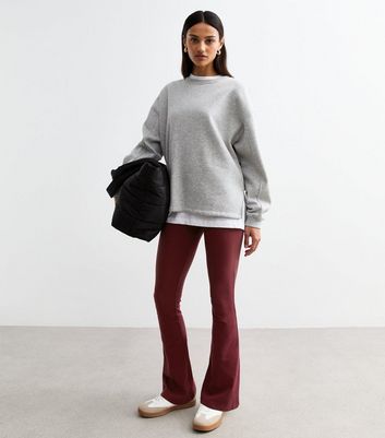 Burgundy Flared Jersey Leggings