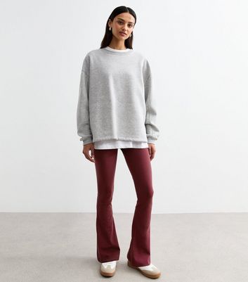 Burgundy Flared Jersey Leggings 3 Burgundy Flared Jersey Leggings