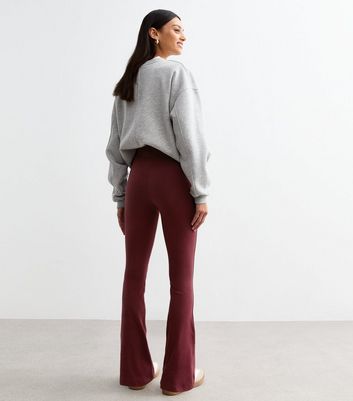 Burgundy Flared Jersey Leggings 4 Burgundy Flared Jersey Leggings