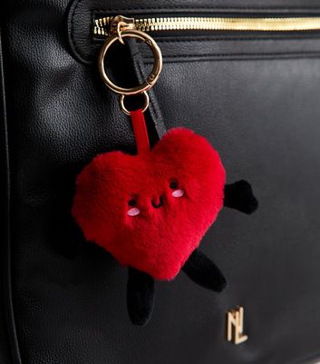 Bright Red Heart Plush Bag Charm