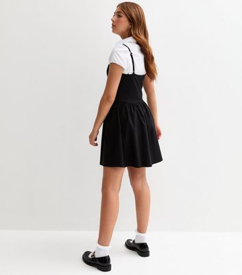 Girls Black Square Neck Full Skirt School Dress 4 Girls Black Square Neck Full Skirt School Dress
