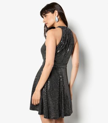 Apricot Black Heatseal Halterneck Dress