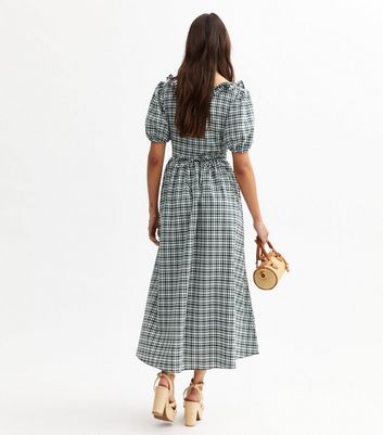 Black Checked Corset Bodice Midi Dress