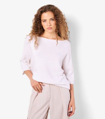 Apricot Cream Batwing Sleeve Knit T-Shirt