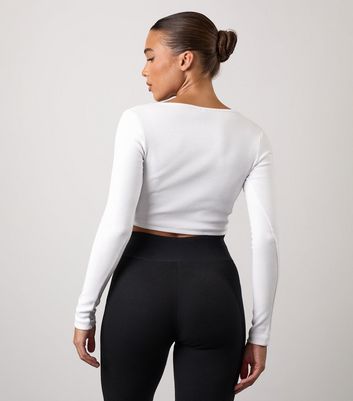 Gym King 365 White Ribbed Cropped Top