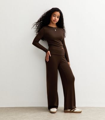 Girls Brown Soft Touch Crew Neck Top 3 Girls Brown Soft Touch Crew Neck Top