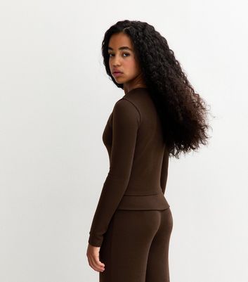 Girls Brown Soft Touch Crew Neck Top 4 Girls Brown Soft Touch Crew Neck Top