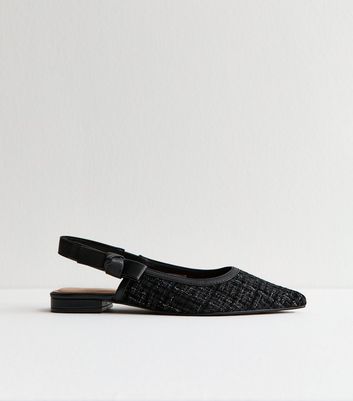 Black Boucle Pointed Flats