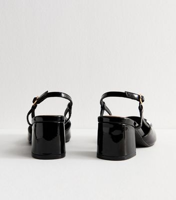 Black Buckle Front Slingback Sandals 4 Black Buckle Front Slingback Sandals