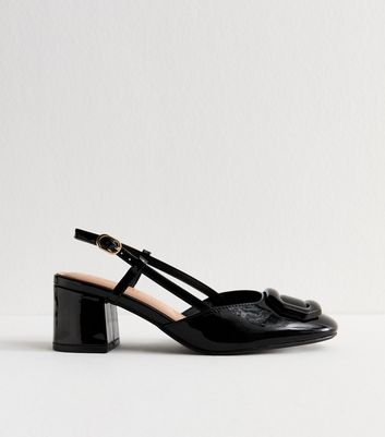 Black Buckle Front Slingback Sandals 5 Black Buckle Front Slingback Sandals