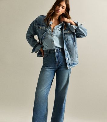 Blue Adalae High Waisted Wide Leg Jeans