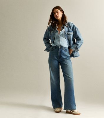 Blue Adalae High Waisted Wide Leg Jeans