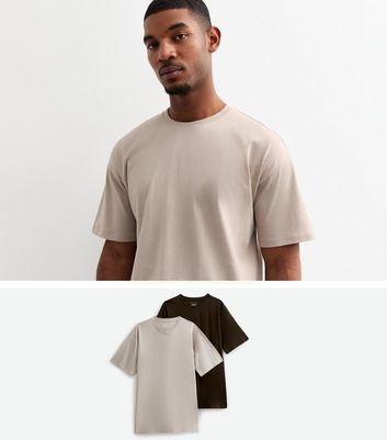 2 Pack Mink/Black Oversized T-Shirt