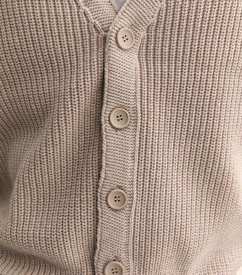 Cream Regular Fisherman Knit Long Sleeve Cardigan