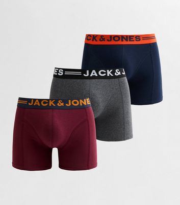 Jack & Jones Pack of 3 Multicoloured Logo Waist Boxer Shorts