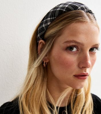Black Check Padded Headband