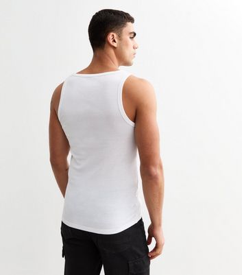 2 Pack White/Black Slim Ribbed Cotton Vest Tops 4 2 Pack White/Black Slim Ribbed Cotton Vest Tops