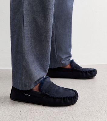 Jack & Jones Navy Faux Suede Moccasin Slippers