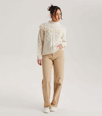 Urban Bliss Cream Open Knit Tassel Jumper 3 Urban Bliss Cream Open Knit Tassel Jumper