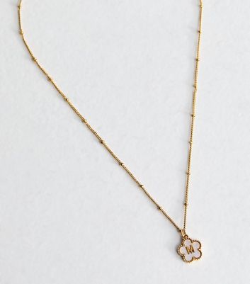 18ct Gold Plated Initial M Flower Necklace