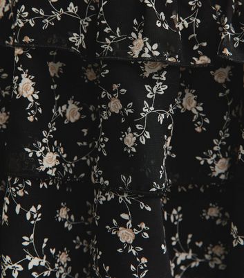 Girls Black Floral Tiered Mini Skirt 5 Girls Black Floral Tiered Mini Skirt