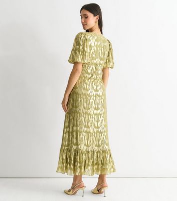 Gini London Green Foiled Animal Print Midi Dress 4 Gini London Green Foiled Animal Print Midi Dress
