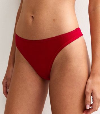 Bright Red Cotton Ruched Thong 3 Bright Red Cotton Ruched Thong
