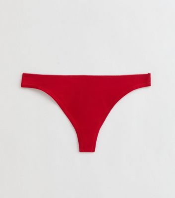 Bright Red Cotton Ruched Thong 5 Bright Red Cotton Ruched Thong