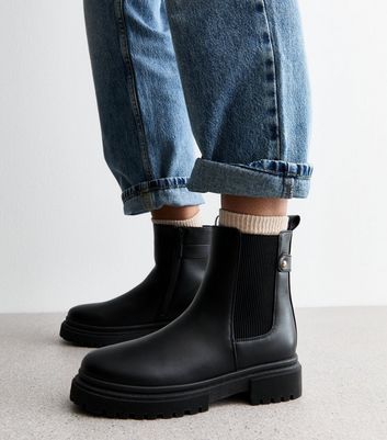 Black Faux Leather Chelsea Boots 4 Black Faux Leather Chelsea Boots