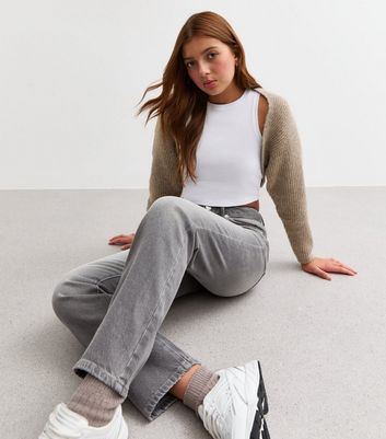 Girls Mink Ribbed Knit Shrug