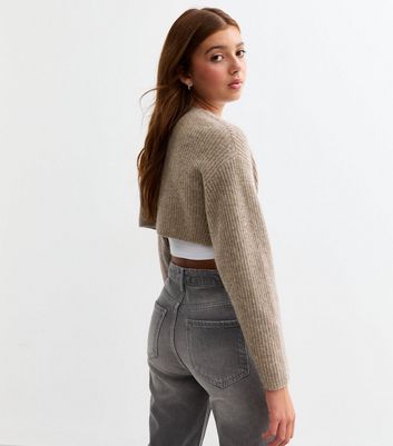 Girls Mink Ribbed Knit Shrug