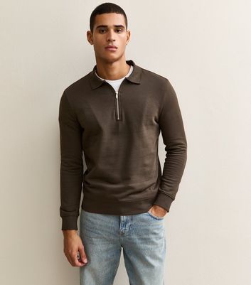 Brown Quarter Zip Polo Sweatshirt 3 Brown Quarter Zip Polo Sweatshirt
