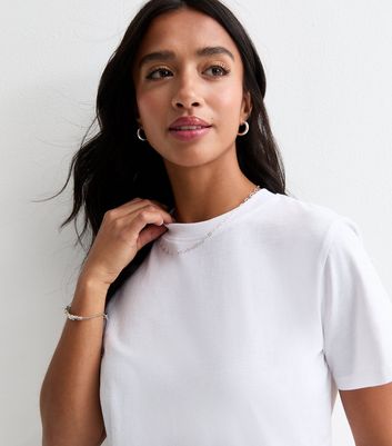 Petite White Stretch-Cotton T-Shirt